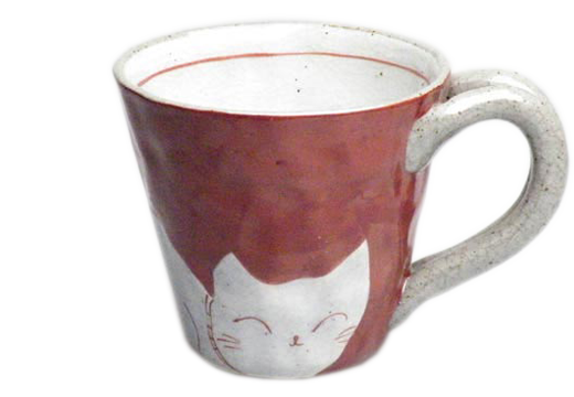 猫のマグカップ 微笑猫《赤》