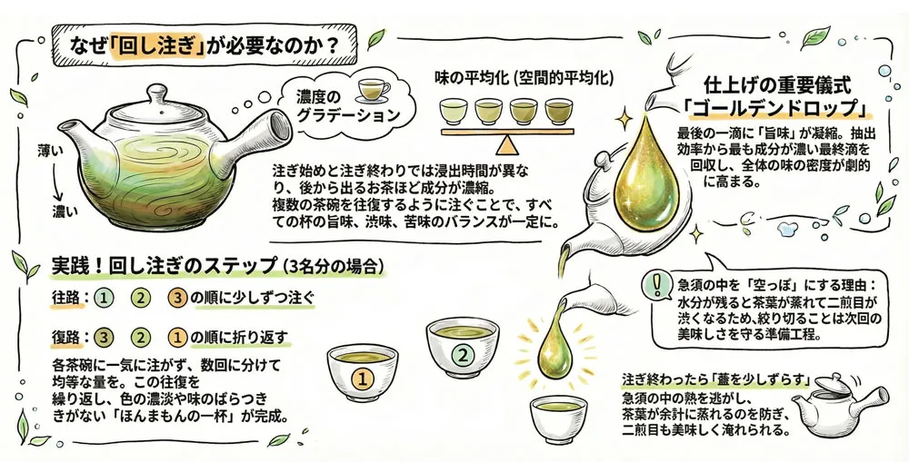 回し注ぎとゴールデンドロップのマスターガイド図解
