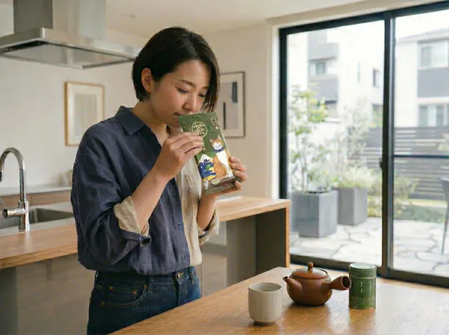 袋を開けた瞬間に立ち上る新鮮な緑茶の香り