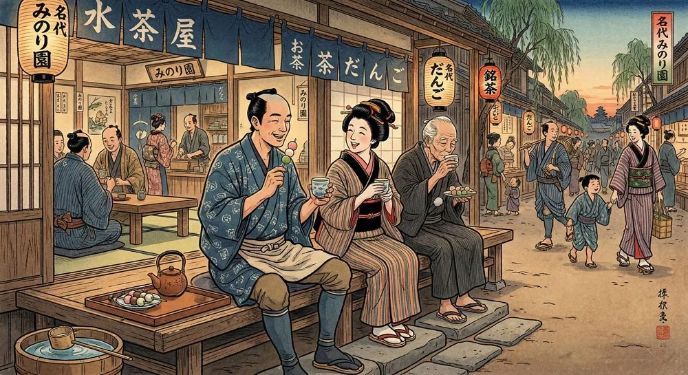 江戸の水茶屋のイメージイラスト