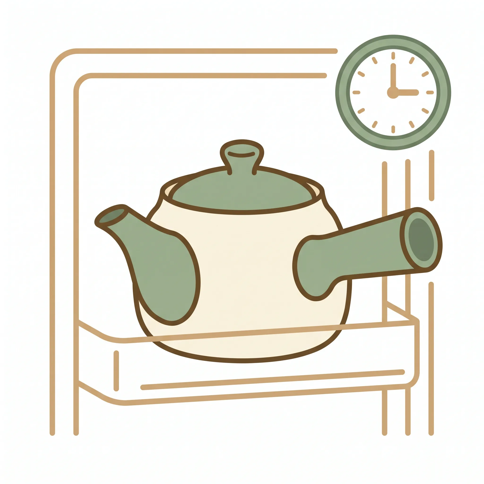 蓋をした急須を冷蔵庫でじっくり抽出する様子のイラスト