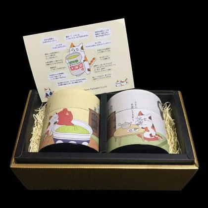 静岡茶と川根茶の猫茶和紙缶ギフト