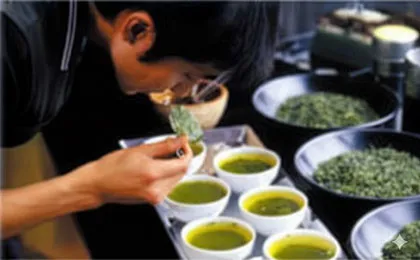 お茶の合組（ブレンド）作業