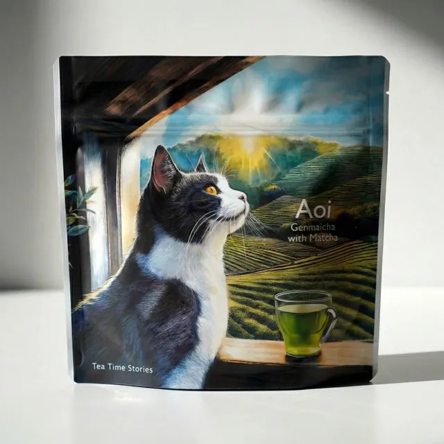 抹茶入り玄米茶ティーバッグ AOI のパッケージ